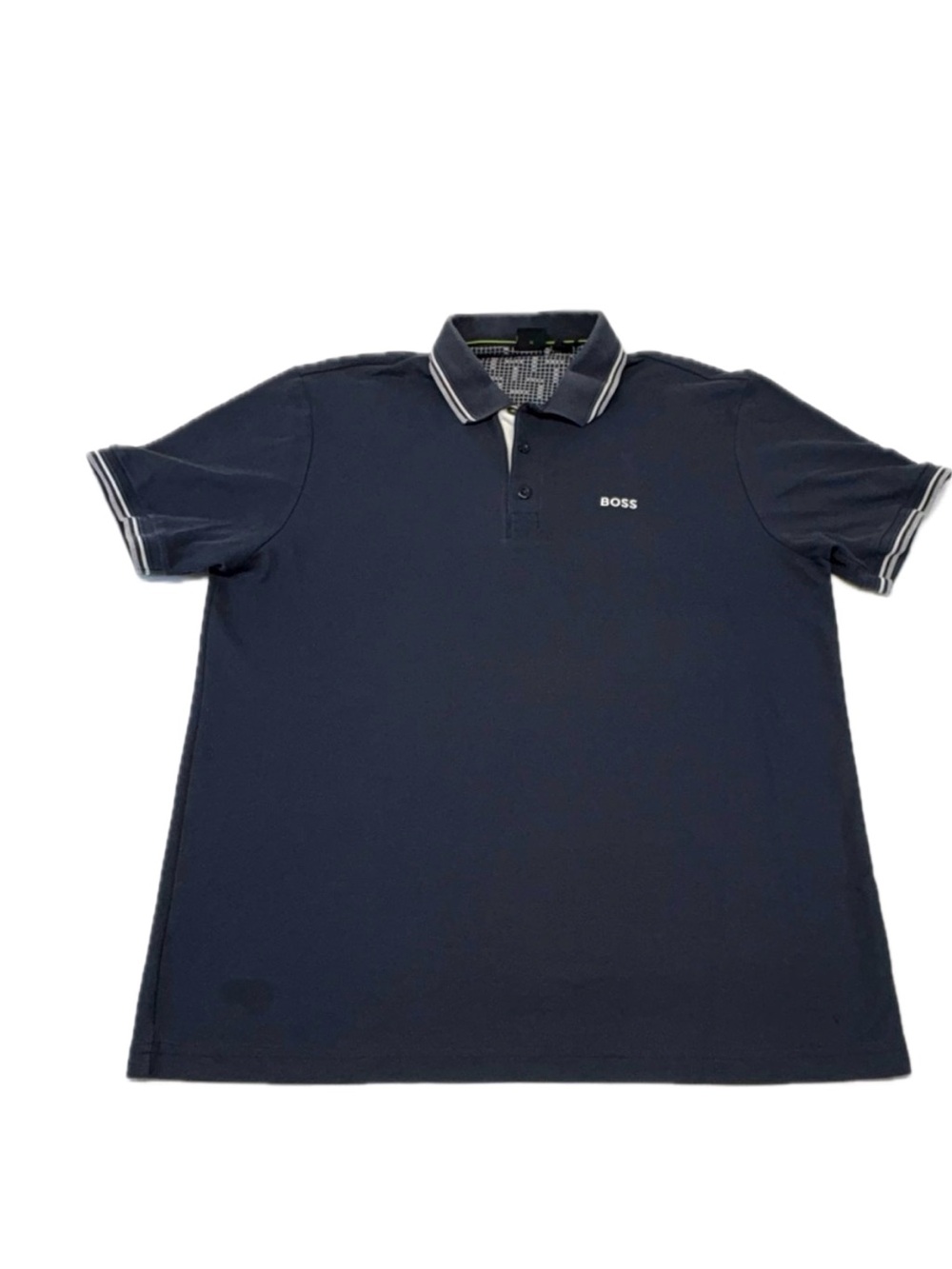 BOSS Hugo Boss Men’s Paddy Polo Shirt Navy Blue White Tipping Regular Fit XL